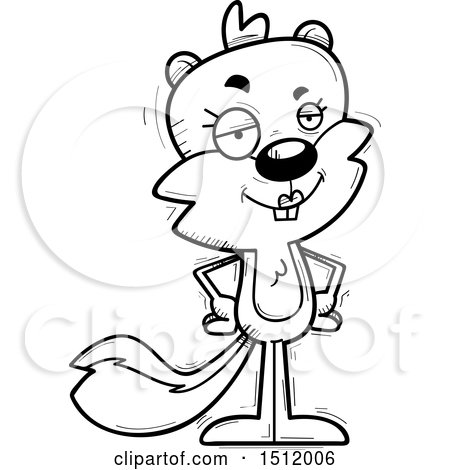 Clipart of a Black and White Confident Female Squirrel - Royalty Free Vector Illustration by Cory Thoman