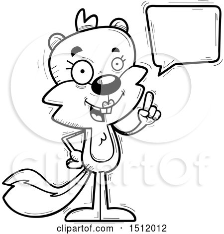 Clipart of a Black and White Happy Talking Female Squirrel - Royalty Free Vector Illustration by Cory Thoman