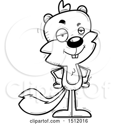 Clipart of a Black and White Confident Male Squirrel - Royalty Free Vector Illustration by Cory Thoman