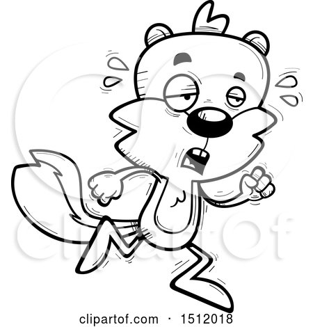 Clipart of a Black and White Tired Running Male Squirrel - Royalty Free Vector Illustration by Cory Thoman