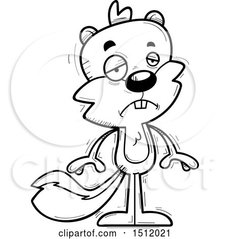 Clipart of a Black and White Sad Male Squirrel - Royalty Free Vector Illustration by Cory Thoman