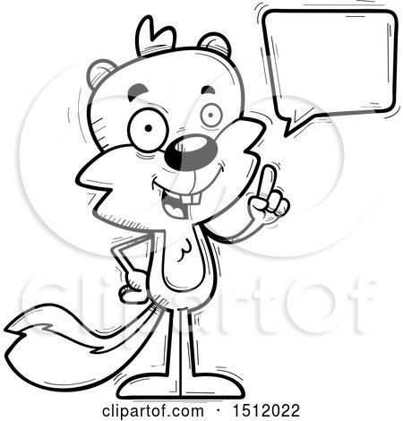Clipart of a Black and White Happy Talking Male Squirrel - Royalty Free Vector Illustration by Cory Thoman