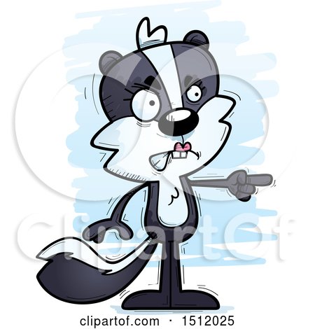Clipart of a Mad Pointing Female Skunk - Royalty Free Vector Illustration by Cory Thoman