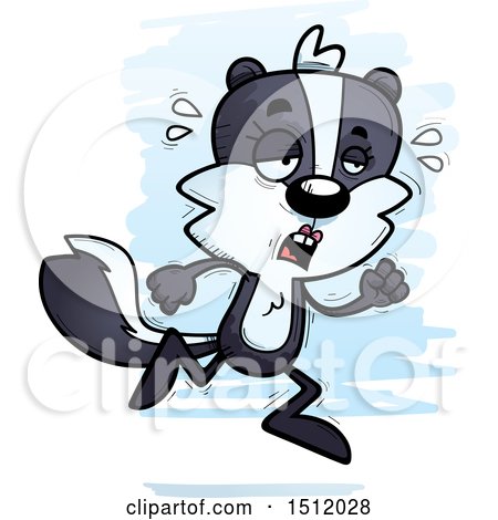 Clipart of a Tired Running Female Skunk - Royalty Free Vector Illustration by Cory Thoman