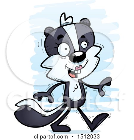 Clipart of a Happy Walking Female Skunk - Royalty Free Vector Illustration by Cory Thoman
