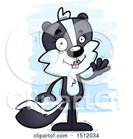 Clipart of a Friendly Waving Female Skunk - Royalty Free Vector Illustration by Cory Thoman