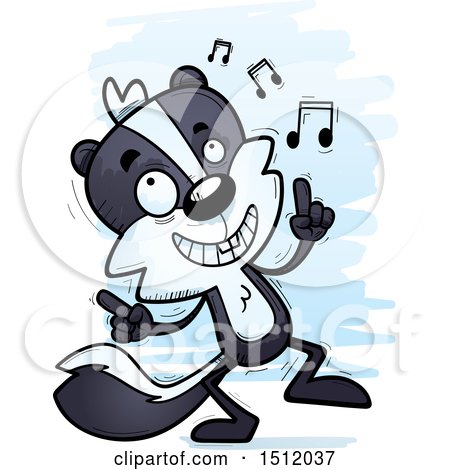 Clipart of a Happy Dancing Male Skunk - Royalty Free Vector Illustration by Cory Thoman