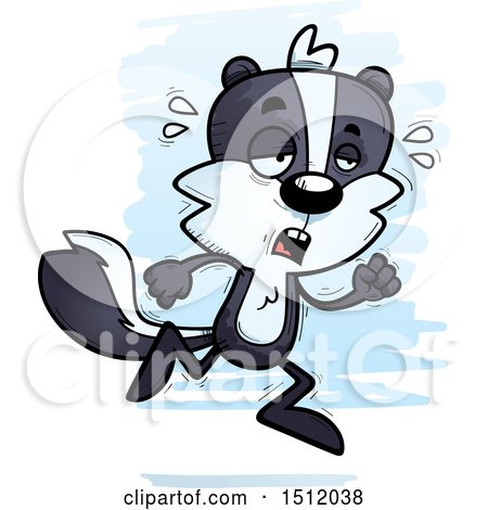 Clipart of a Tired Running Male Skunk - Royalty Free Vector Illustration by Cory Thoman