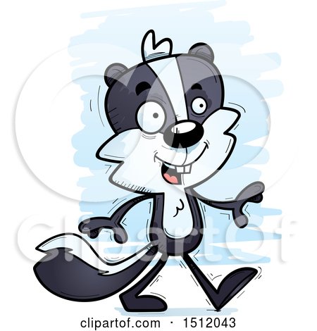 Clipart of a Happy Walking Male Skunk - Royalty Free Vector Illustration by Cory Thoman