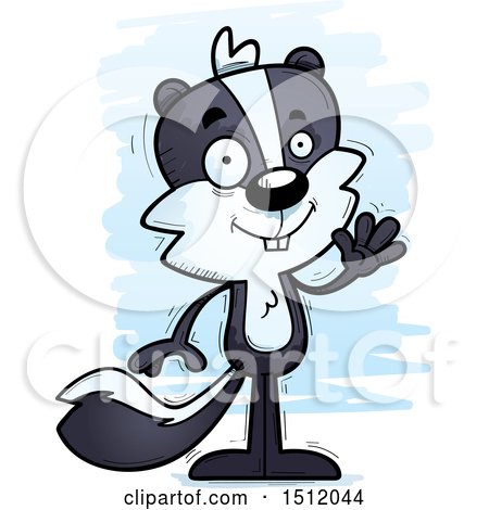 Clipart of a Friendly Waving Male Skunk - Royalty Free Vector Illustration by Cory Thoman