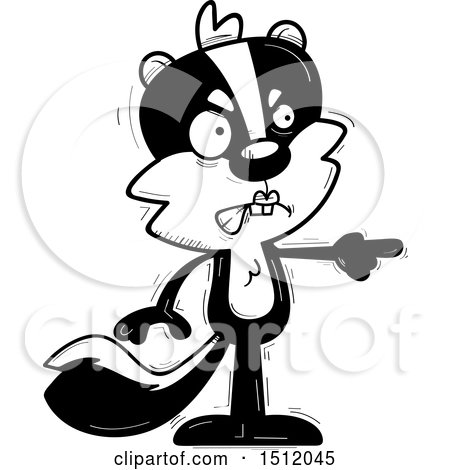 Clipart of a Black and White Mad Pointing Female Skunk - Royalty Free Vector Illustration by Cory Thoman