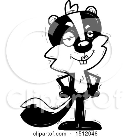 Clipart of a Black and White Confident Female Skunk - Royalty Free Vector Illustration by Cory Thoman