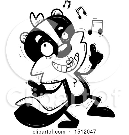 Clipart of a Black and White Happy Dancing Female Skunk - Royalty Free Vector Illustration by Cory Thoman