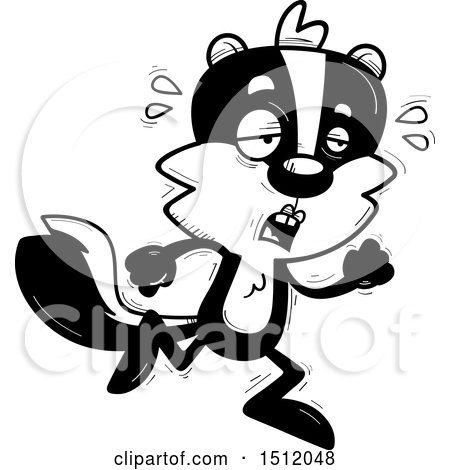 Clipart of a Black and White Tired Running Female Skunk - Royalty Free Vector Illustration by Cory Thoman