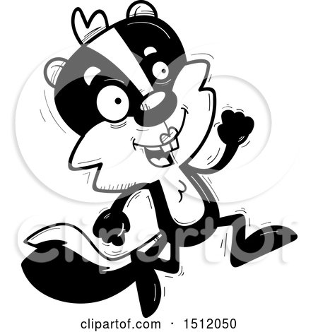 Clipart of a Black and White Running Female Skunk - Royalty Free Vector Illustration by Cory Thoman