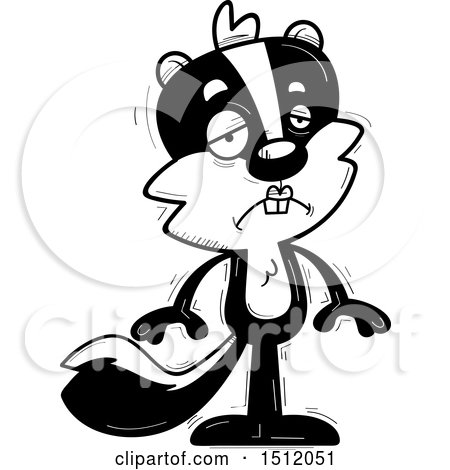 Clipart of a Black and White Sad Female Skunk - Royalty Free Vector Illustration by Cory Thoman