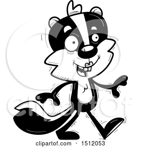 Clipart of a Black and White Happy Walking Female Skunk - Royalty Free Vector Illustration by Cory Thoman
