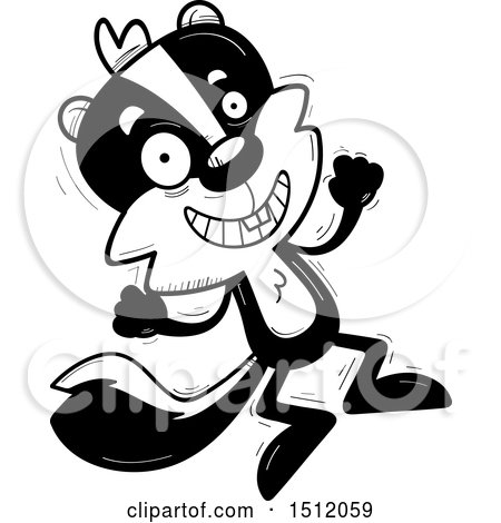 Clipart of a Black and White Jumping Male Skunk - Royalty Free Vector Illustration by Cory Thoman