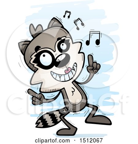 Clipart of a Happy Dancing Female Raccoon - Royalty Free Vector Illustration by Cory Thoman