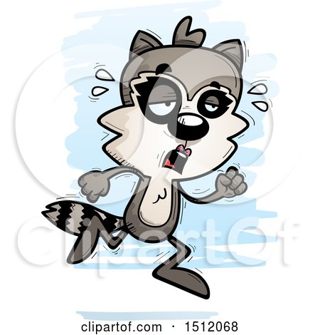 Clipart of a Tired Running Female Raccoon - Royalty Free Vector Illustration by Cory Thoman