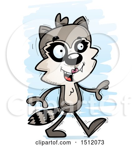 Clipart of a Happy Walking Female Raccoon - Royalty Free Vector Illustration by Cory Thoman