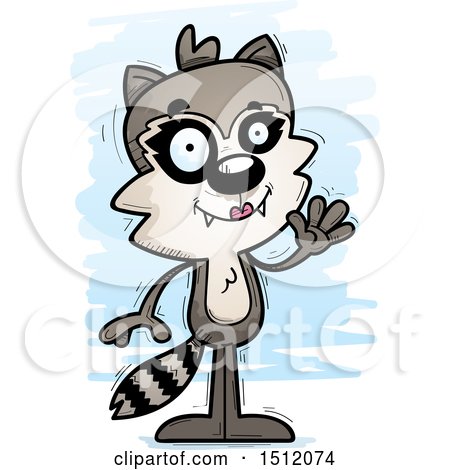 Clipart of a Friendly Waving Female Raccoon - Royalty Free Vector Illustration by Cory Thoman