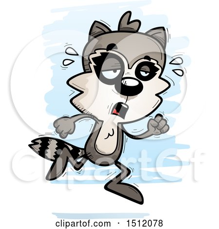 Clipart of a Tired Running Male Raccoon - Royalty Free Vector Illustration by Cory Thoman