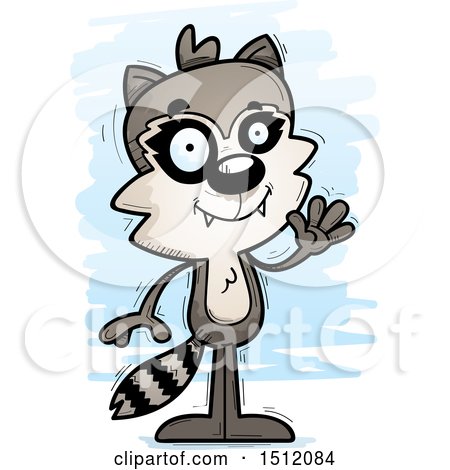 Clipart of a Friendly Waving Male Raccoon - Royalty Free Vector Illustration by Cory Thoman