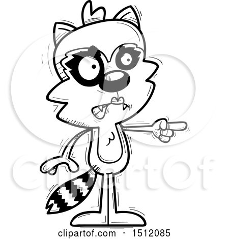 Clipart of a Black and White Mad Pointing Female Raccoon - Royalty Free Vector Illustration by Cory Thoman