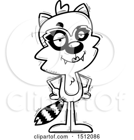 Clipart of a Black and White Confident Female Raccoon - Royalty Free Vector Illustration by Cory Thoman