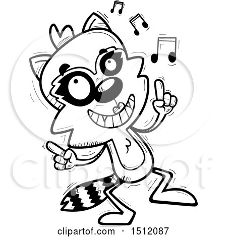 Clipart of a Black and White Happy Dancing Female Raccoon - Royalty Free Vector Illustration by Cory Thoman