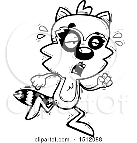 Clipart of a Black and White Tired Running Female Raccoon - Royalty Free Vector Illustration by Cory Thoman