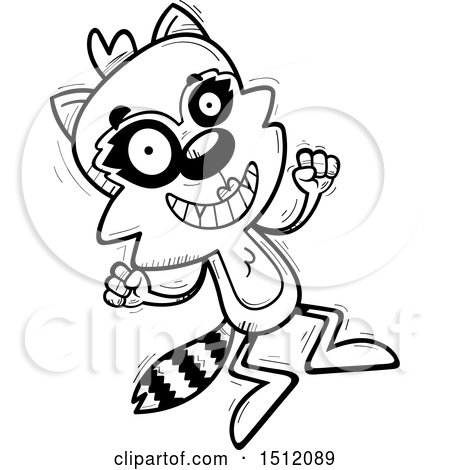 Clipart of a Black and White Jumping Female Raccoon - Royalty Free Vector Illustration by Cory Thoman