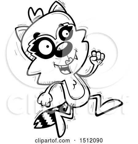 Clipart of a Black and White Running Female Raccoon - Royalty Free Vector Illustration by Cory Thoman