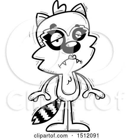 Clipart of a Black and White Sad Female Raccoon - Royalty Free Vector Illustration by Cory Thoman
