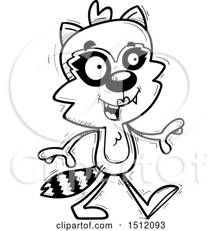 Clipart of a Black and White Happy Walking Female Raccoon - Royalty Free Vector Illustration by Cory Thoman
