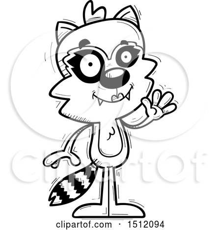 Clipart of a Black and White Friendly Waving Female Raccoon - Royalty Free Vector Illustration by Cory Thoman
