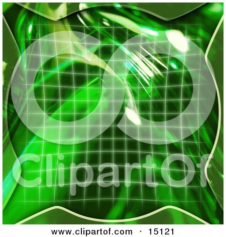 Green Grid And 3d Bubble Clipart Illustration by Anastasiya Maksymenko