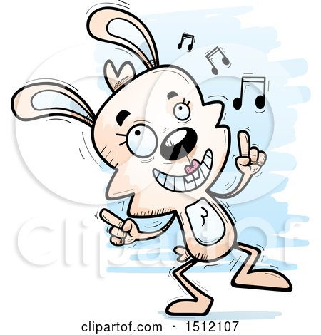 Clipart of a Happy Dancing Female Rabbit - Royalty Free Vector Illustration by Cory Thoman