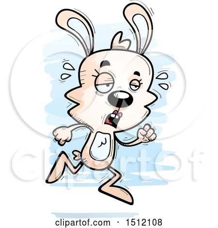 Clipart of a Tired Running Female Rabbit - Royalty Free Vector Illustration by Cory Thoman