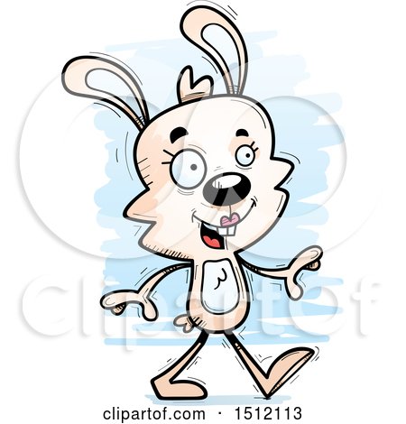 Clipart of a Happy Walking Female Rabbit - Royalty Free Vector Illustration by Cory Thoman