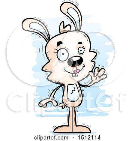 Clipart of a Friendly Waving Female Rabbit - Royalty Free Vector Illustration by Cory Thoman