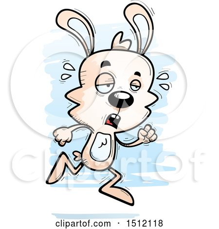 Clipart of a Tired Running Male Rabbit - Royalty Free Vector Illustration by Cory Thoman