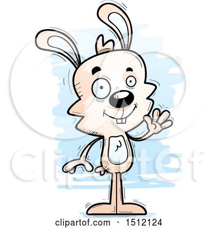Clipart of a Friendly Waving Male Rabbit - Royalty Free Vector Illustration by Cory Thoman