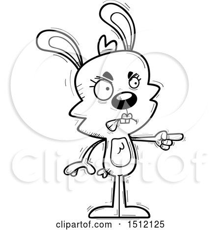 Clipart of a Black and White Mad Pointing Female Rabbit - Royalty Free Vector Illustration by Cory Thoman