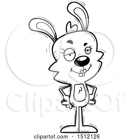Clipart of a Black and White Confident Female Rabbit - Royalty Free Vector Illustration by Cory Thoman