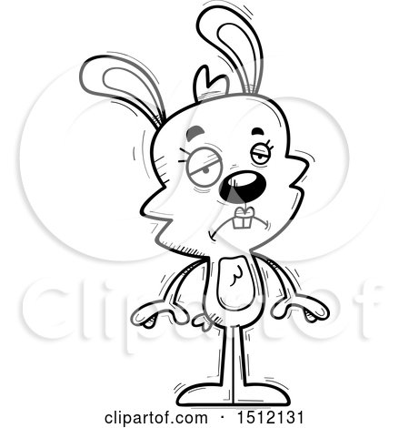 Clipart of a Black and White Sad Female Rabbit - Royalty Free Vector Illustration by Cory Thoman