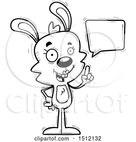 Clipart of a Black and White Happy Talking Female Rabbit - Royalty Free Vector Illustration by Cory Thoman