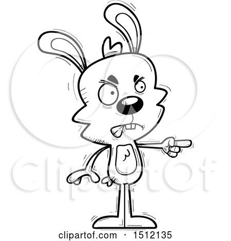 Clipart of a Black and White Mad Pointing Male Rabbit - Royalty Free Vector Illustration by Cory Thoman