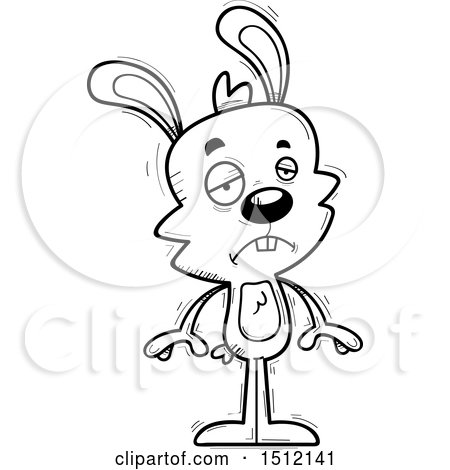 Clipart of a Black and White Sad Male Rabbit - Royalty Free Vector Illustration by Cory Thoman